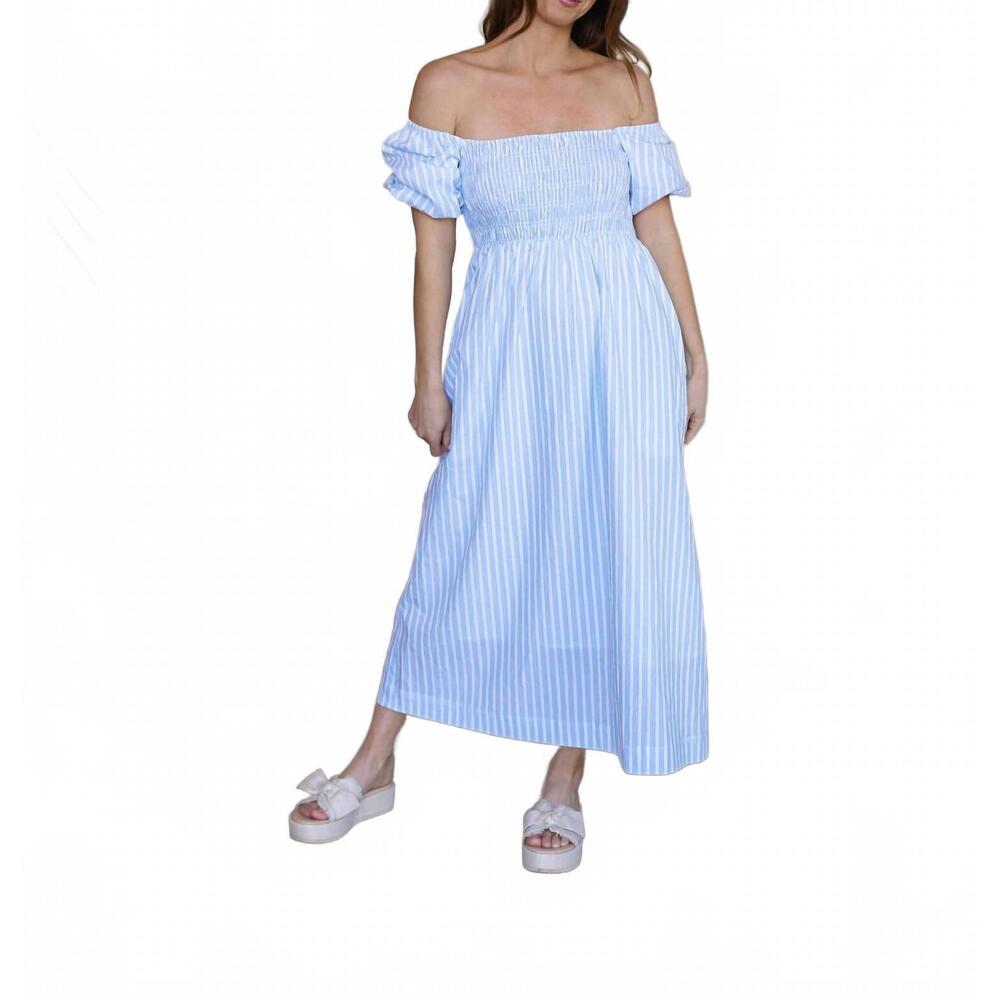 NEW CREAMON hailey off the shoulder dress in blue